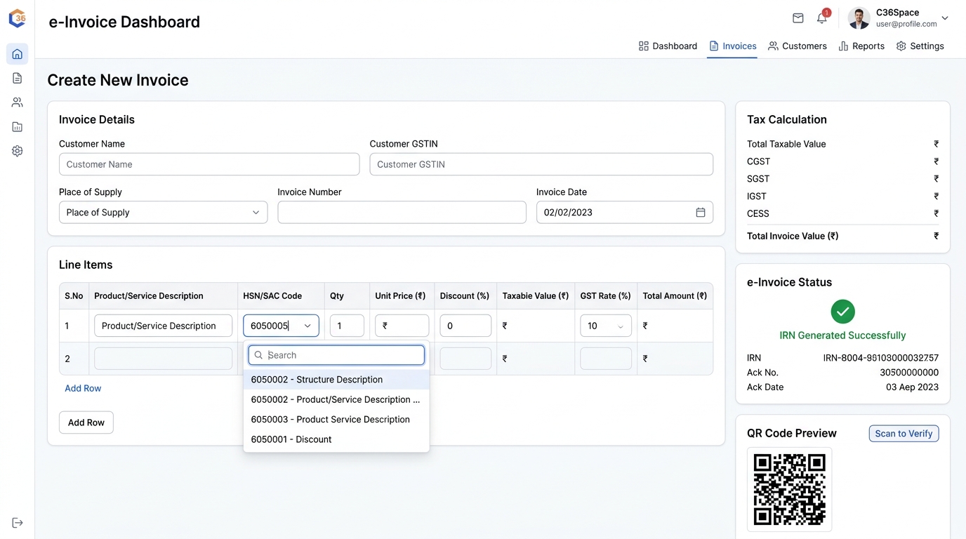 C36Space GST e-Invoice