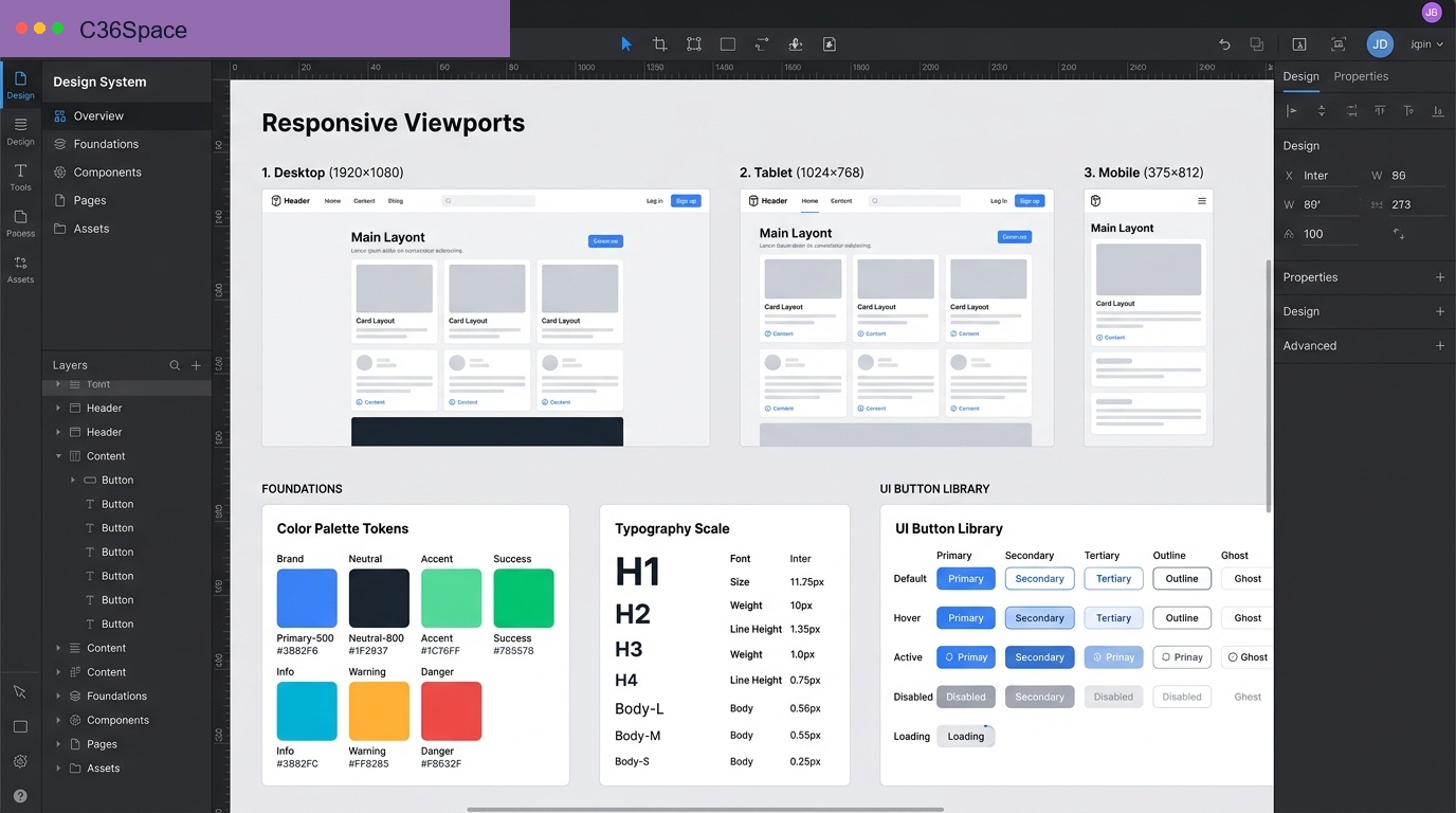 C36Space Design Systems and Component Tokens Editor