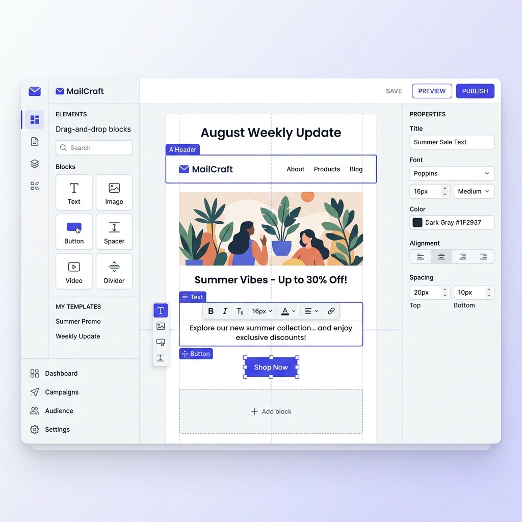 Website layout customizer dashboard