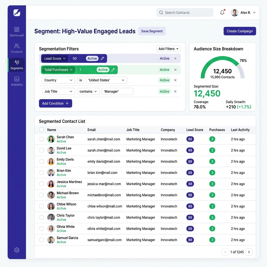 Email segmentation and campaign metrics